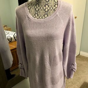 Ricki’s Long Sweater Dress Tunic w Long Detailed Sleeves & a Slit Hem in Size L